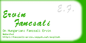 ervin fancsali business card